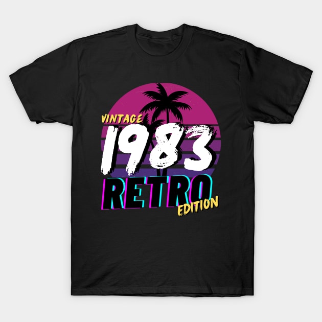 Vintage Sunset 1983 Men Women 80s Retro T-Shirt by Marveloso